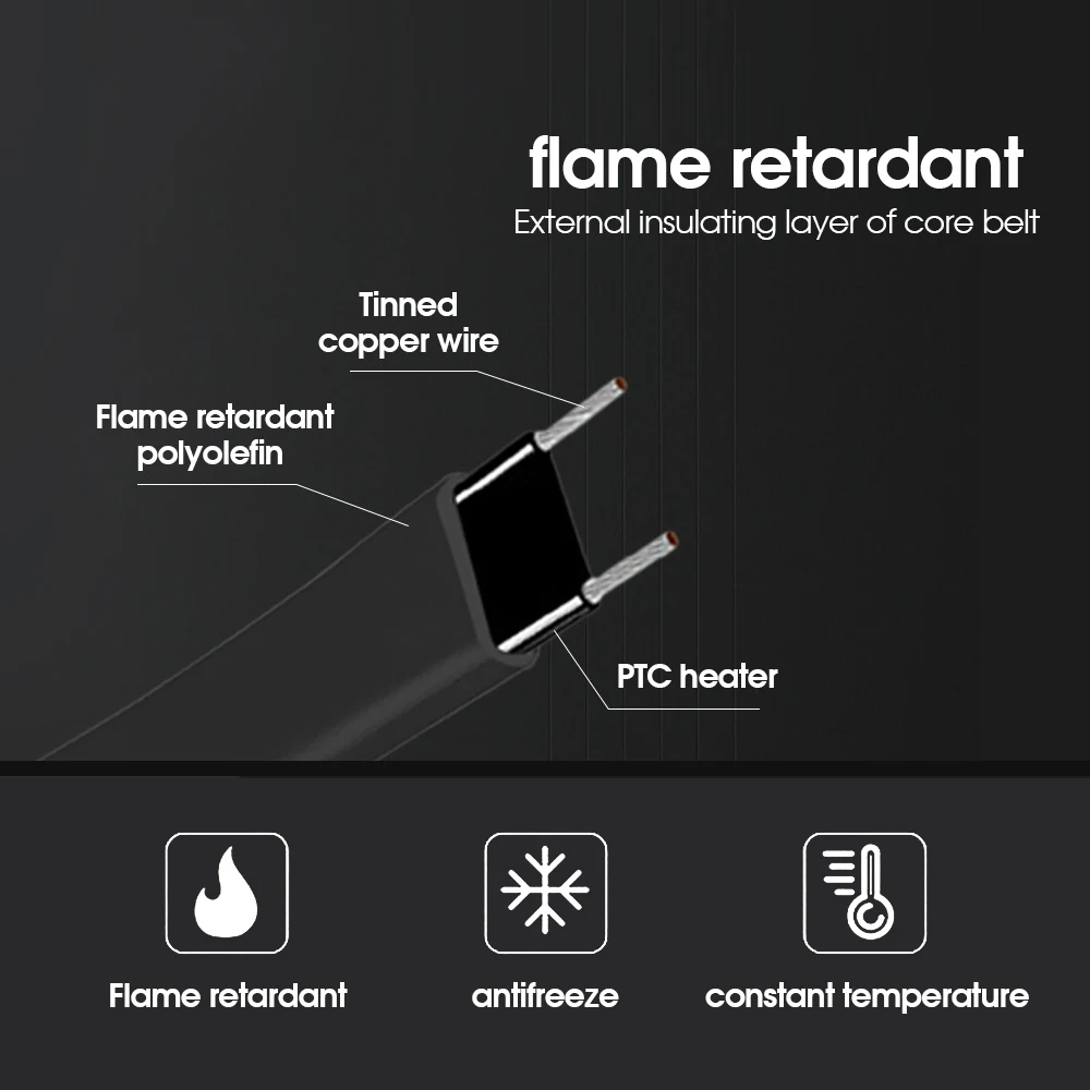 5-10M 220V-240V Waterproof Self Regulating Heating Cables for Garden Tube in Cold Weather Prevent Pipe Freeze Heat Trace System thumbnail 5