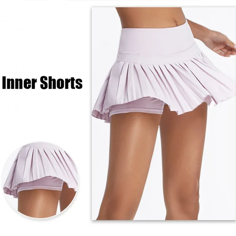 Cloud Rise Pocket Tennis Skirts Gym Golf Running Pleated Pantskirt Plus Size SEXY Women XS-XXL Sports Fitness High Waist Skort thumbnail 3