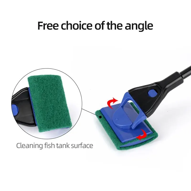 EW Fish Tank Glass Cleaning Brush Aquarium Tool Fishing Aquatic Grass Clip Algae Scraping Knife Long Handle Five-in-One Cleaning thumbnail 3