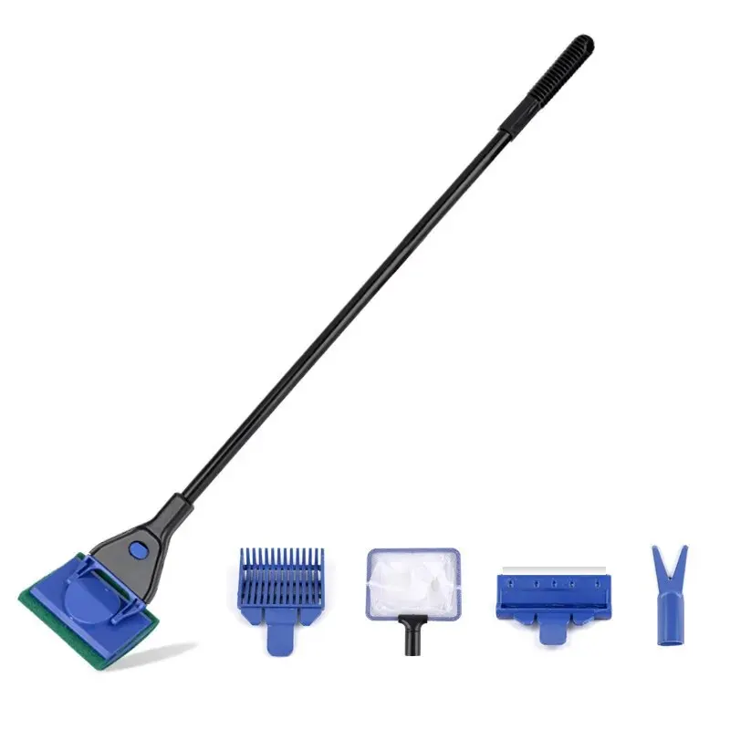 EW Fish Tank Glass Cleaning Brush Aquarium Tool Fishing Aquatic Grass Clip Algae Scraping Knife Long Handle Five-in-One Cleaning thumbnail 5