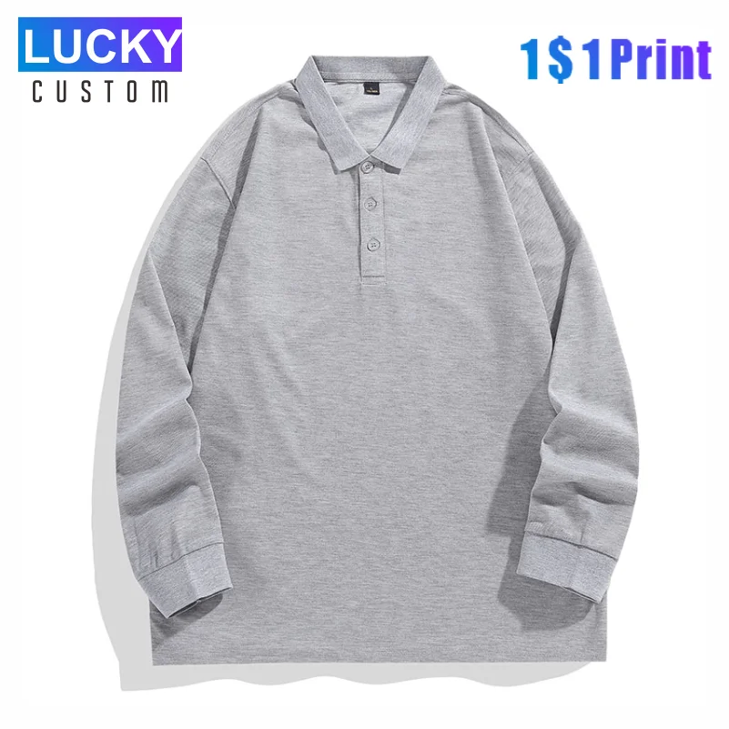 Men's Polo Shirts Sportswear Casual Long Sleeve Tops Customized Embroidery Printing Logo Fashion Clothing Lapel Top 4xl