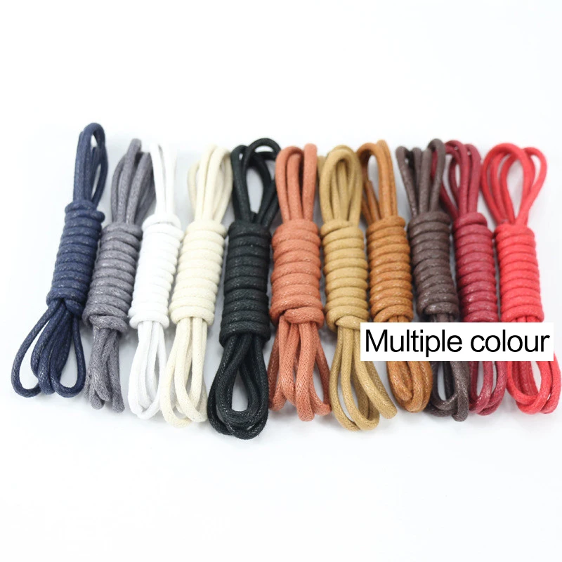 1Pair Waxed Cotton Round Shoe laces Coloured Leather Shoes lace Waterproof ShoeLaces Men Boots Shoelace Shoestring thumbnail 3