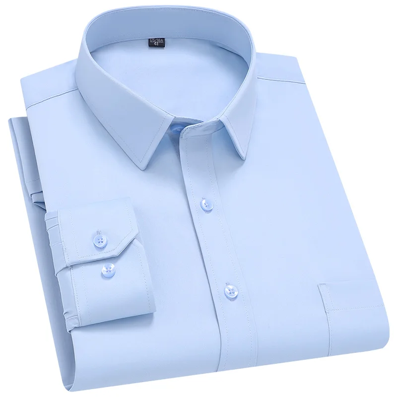 Men's Printed Shirt Long Sleeve Casual Elastic Soft No-iron Free Thin Easy Care Bausiness Silk Dress Shirts Luxury Clothing 6XL thumbnail 2