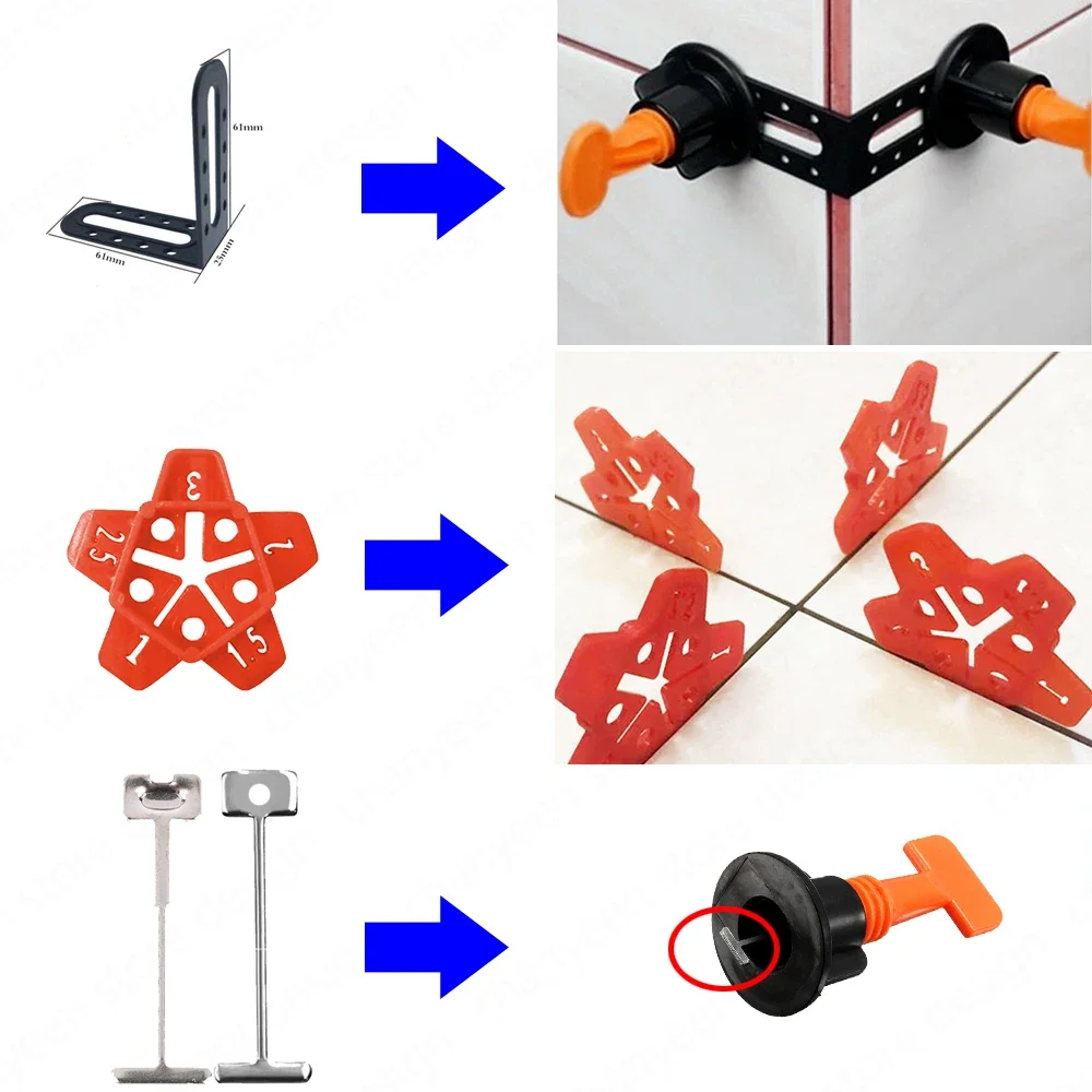 21-904Pcs Floor Tile Leveling System Clips Spacers Porcelain Ceramic Leveler Kit For Tile Laying Wall Fixing Construction Tools thumbnail 6