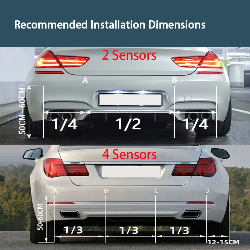 Car Parking Sensor Kit 2 Sensors/4 Sensors 22mm LED Screen Reverse Radar Sound Alert Indicator System 8 Colors thumbnail 3