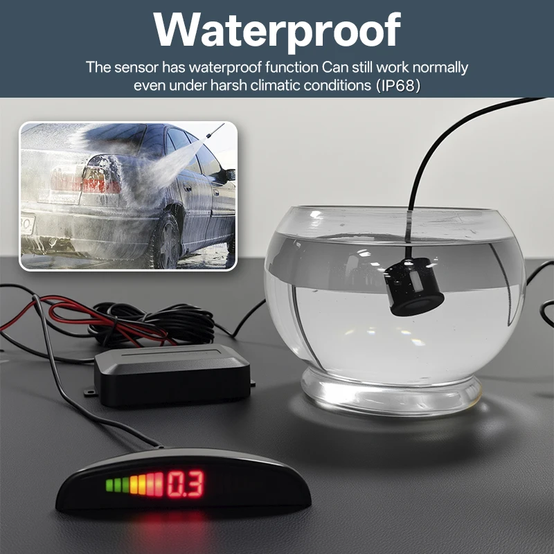 Car Parking Sensor Kit 2 Sensors/4 Sensors 22mm LED Screen Reverse Radar Sound Alert Indicator System 8 Colors thumbnail 4