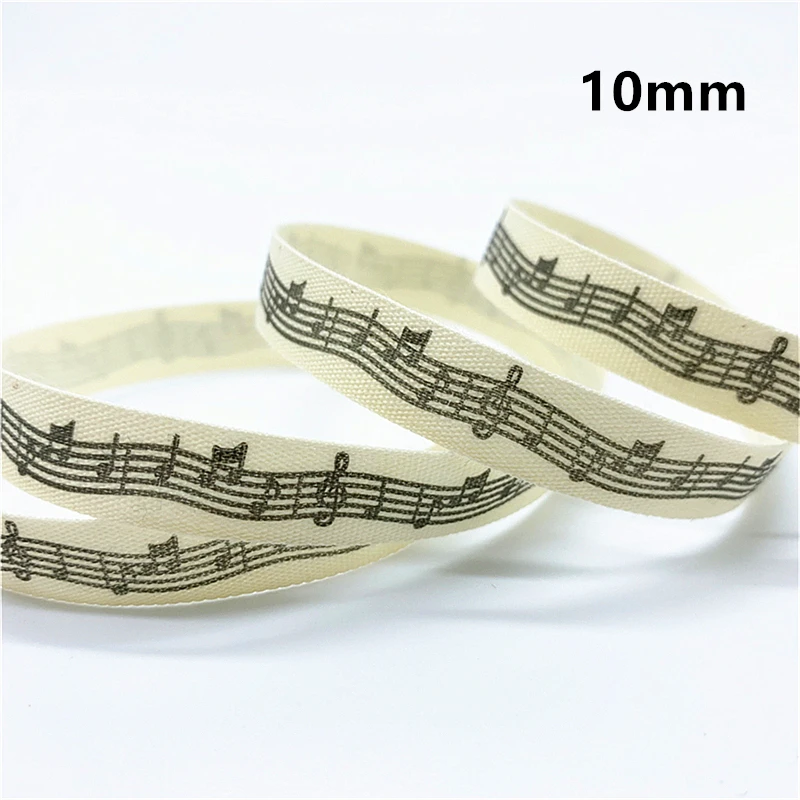 5yards 10mm 15mm 25mm Cotton Ribbon Handmade Design Printed Music Ribbon For Apparel Sewing Fabric DIY Christmas Decoration thumbnail 2