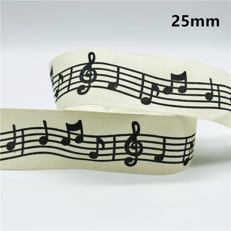 5yards 10mm 15mm 25mm Cotton Ribbon Handmade Design Printed Music Ribbon For Apparel Sewing Fabric DIY Christmas Decoration thumbnail 4
