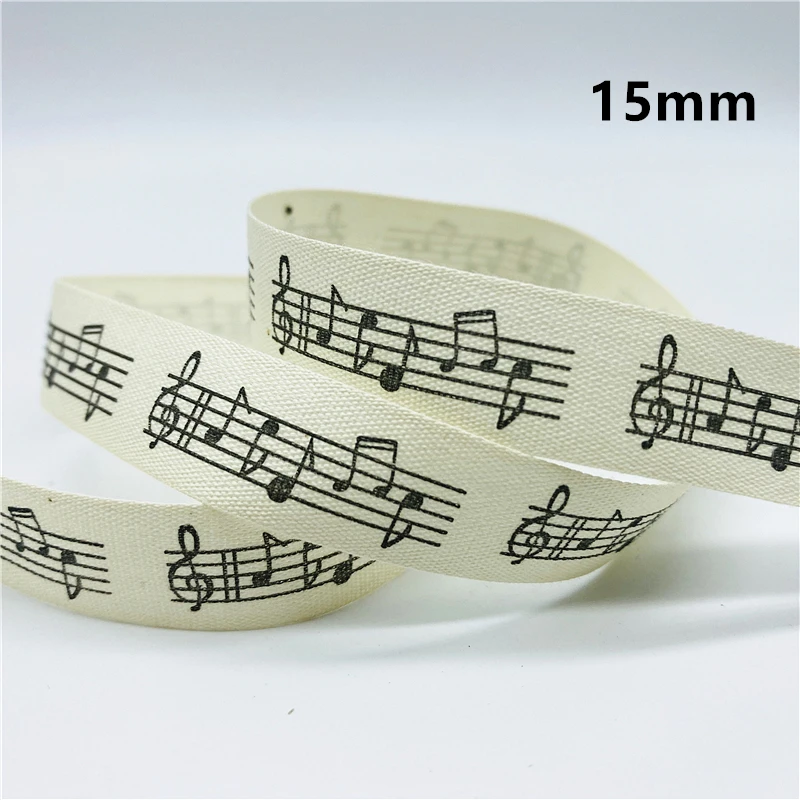 5yards 10mm 15mm 25mm Cotton Ribbon Handmade Design Printed Music Ribbon For Apparel Sewing Fabric DIY Christmas Decoration thumbnail 3