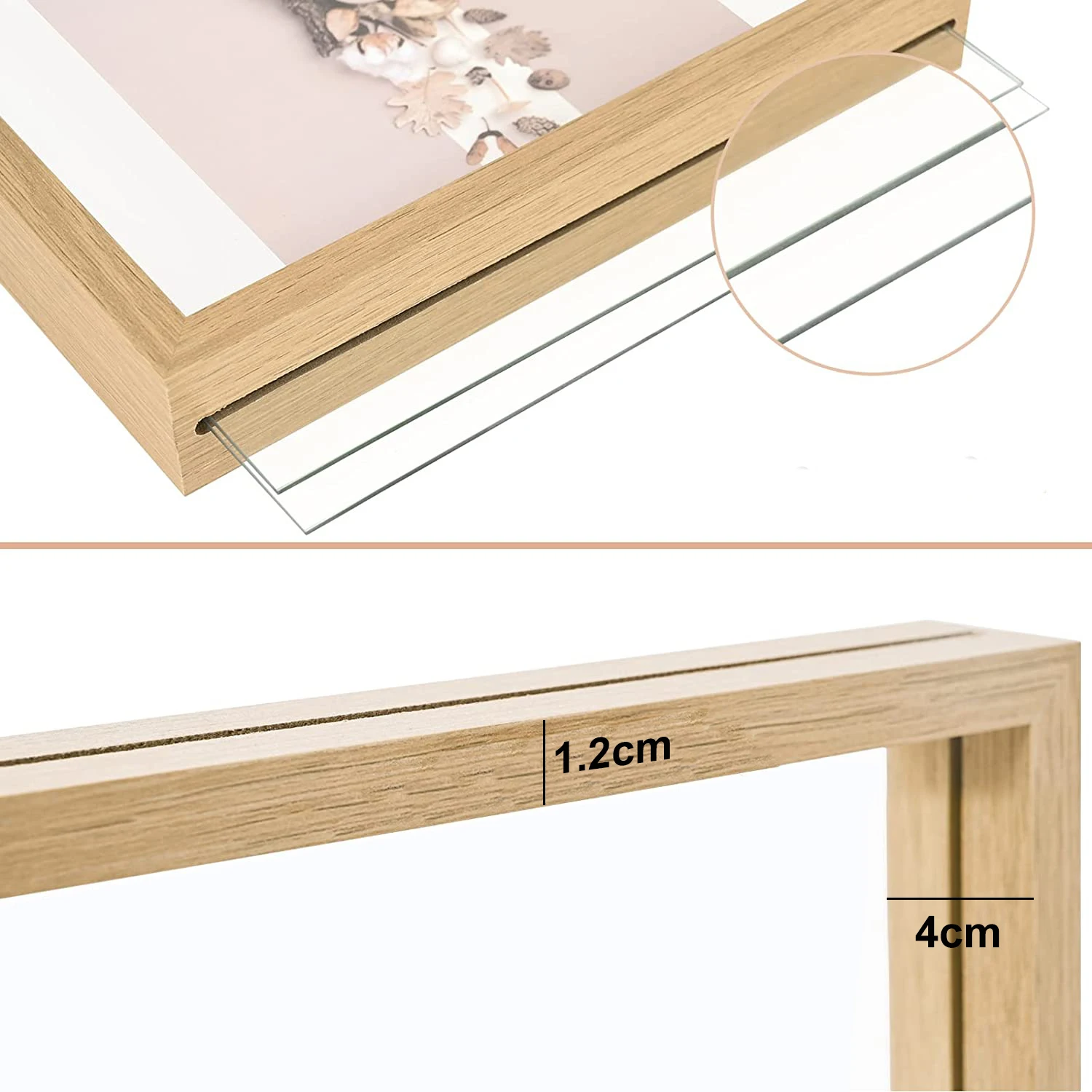 Wooden Picture Photo Frames Table Display Double Side Pressed Flower Frames Plant Specimen Herbarium Clip Double Glass Frame thumbnail 3