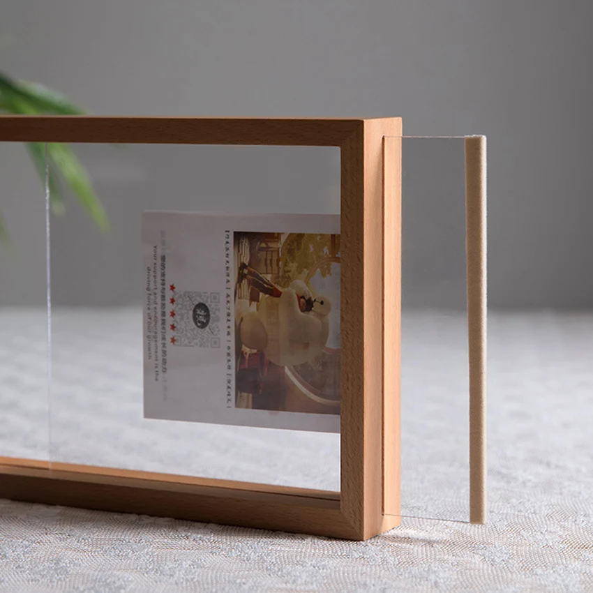 Wooden Picture Photo Frames Table Display Double Side Pressed Flower Frames Plant Specimen Herbarium Clip Double Glass Frame thumbnail 2