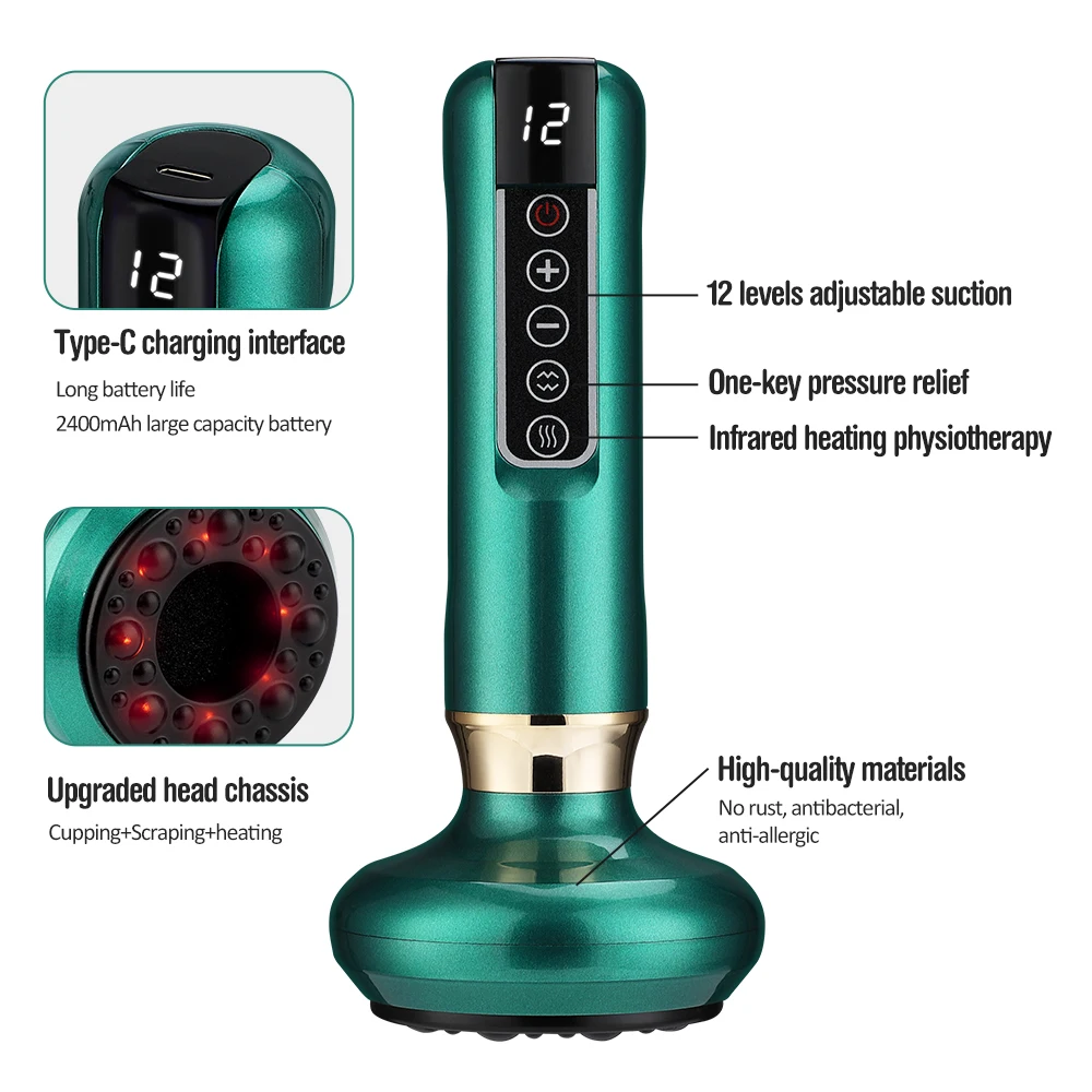 12 Gear Electric Vacuum Massager Body Profissional Massage & Relax Set Suction Device  Heating Guasha Tools thumbnail 3