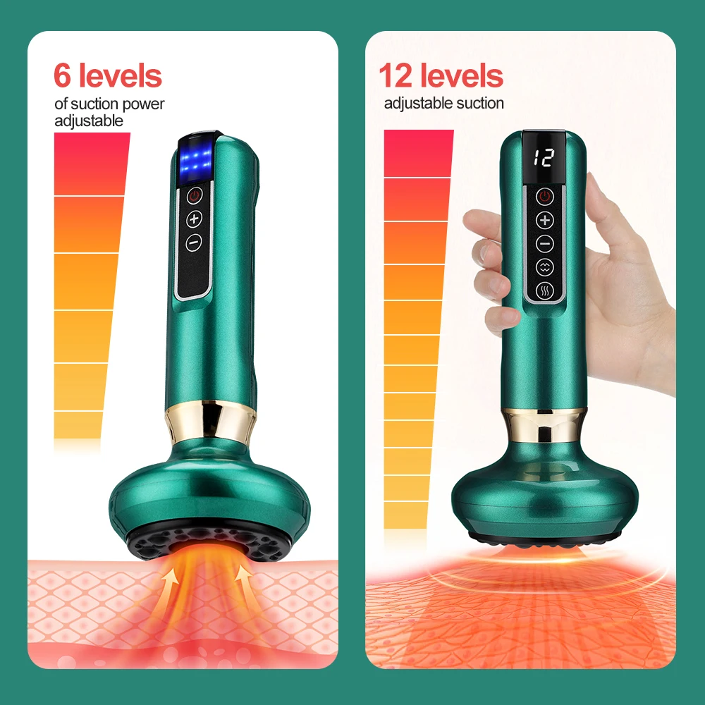 12 Gear Electric Vacuum Massager Body Profissional Massage & Relax Set Suction Device  Heating Guasha Tools thumbnail 2