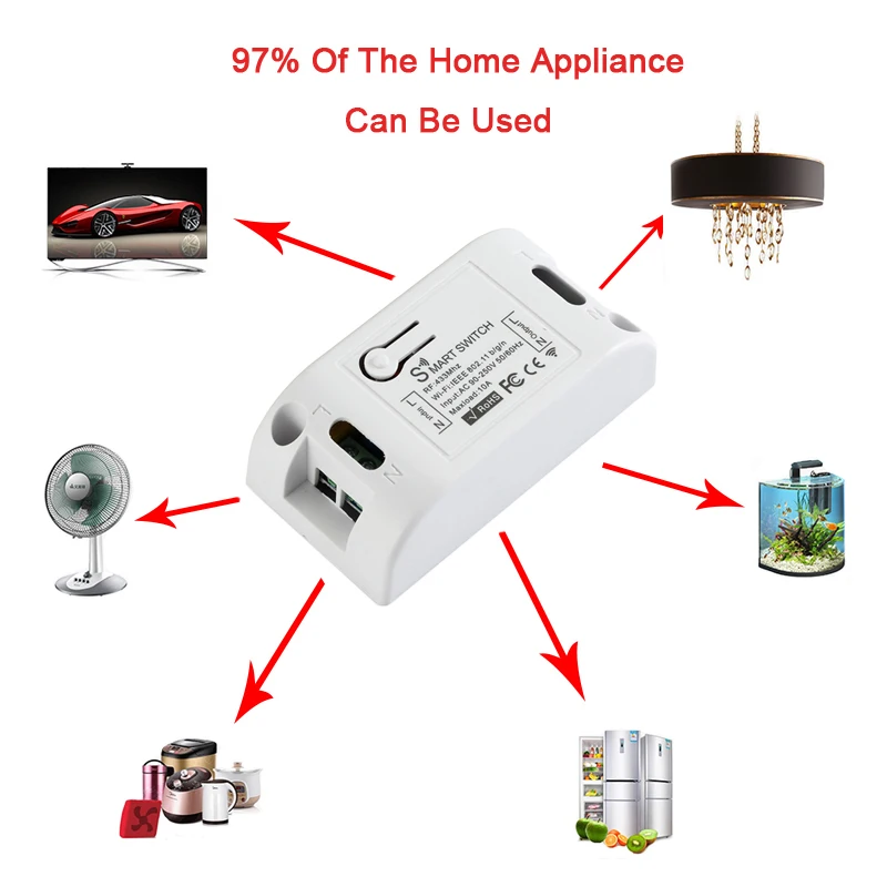 Wifi RF 433 Mhz DIY Light Switch Module Receiver Relay 86 Portable Wireless Remote Control Tuya Smart Life Alexa Google Home thumbnail 2
