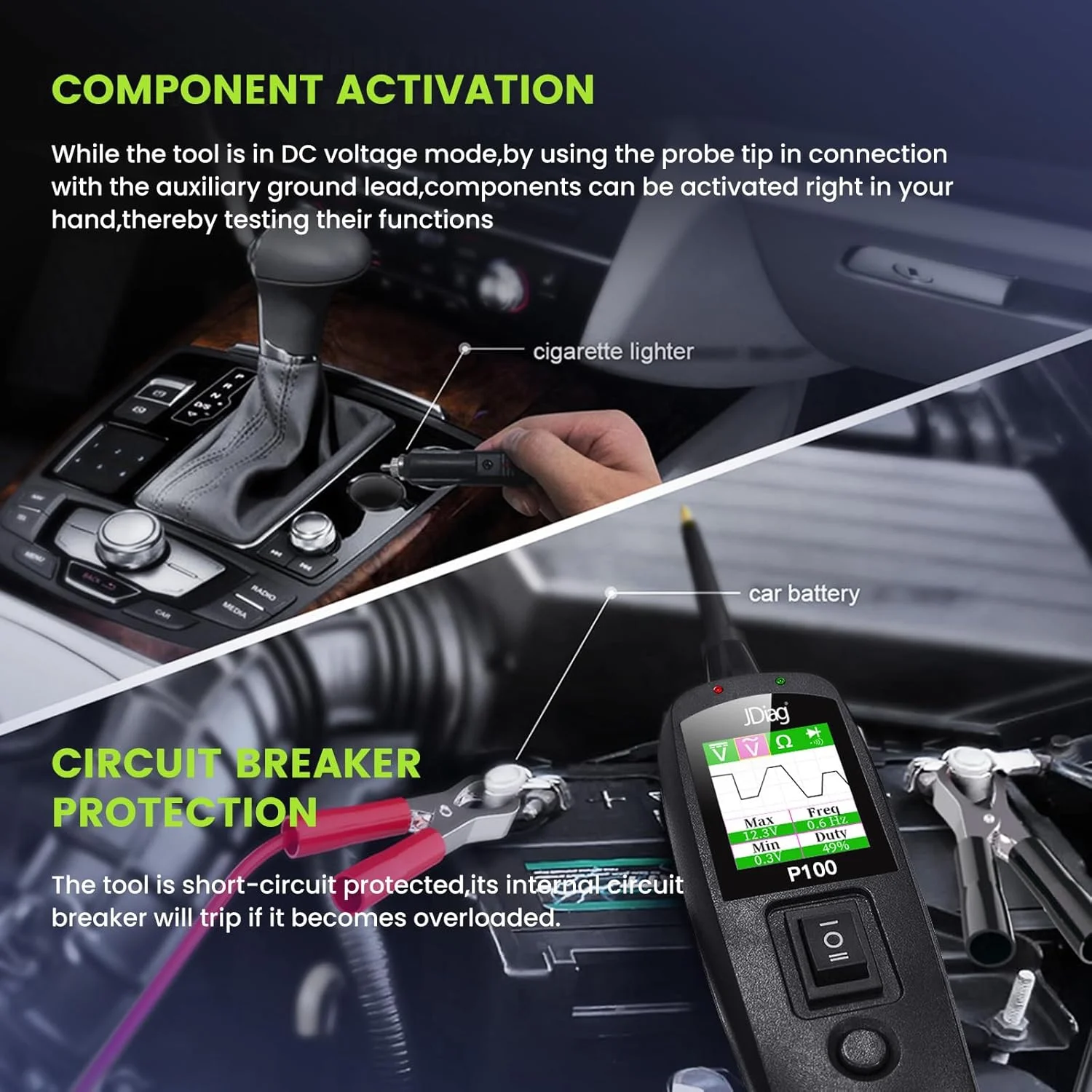 2026 JDiag P100 Automotive Circuit Tester Car Voltage Detector Electrical System Probe Kit AC DC 12V 24V Car Diagnostic Tool thumbnail 5