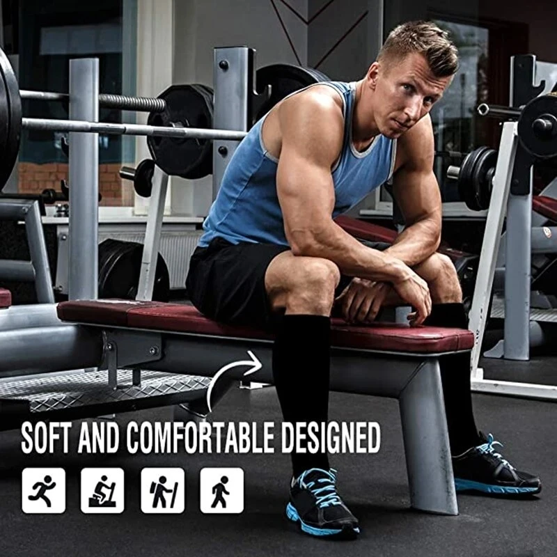 2 Pairs Compression Stockings Blood Circulation Promotion Slimming Sport Nurse Socks Anti Fatigue Comfort Knee High thumbnail 2