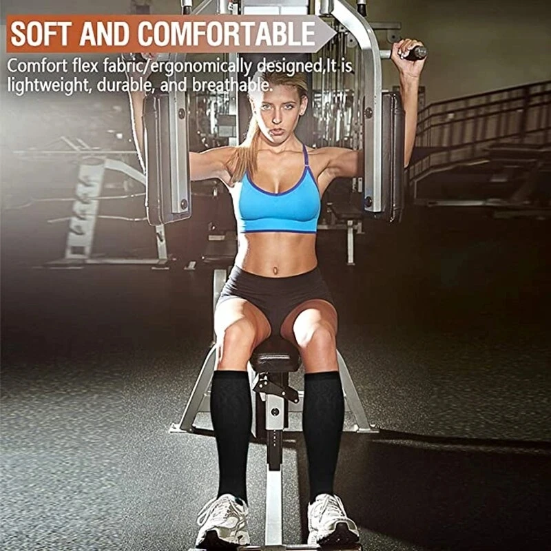 2 Pairs Compression Stockings Blood Circulation Promotion Slimming Sport Nurse Socks Anti Fatigue Comfort Knee High thumbnail 3
