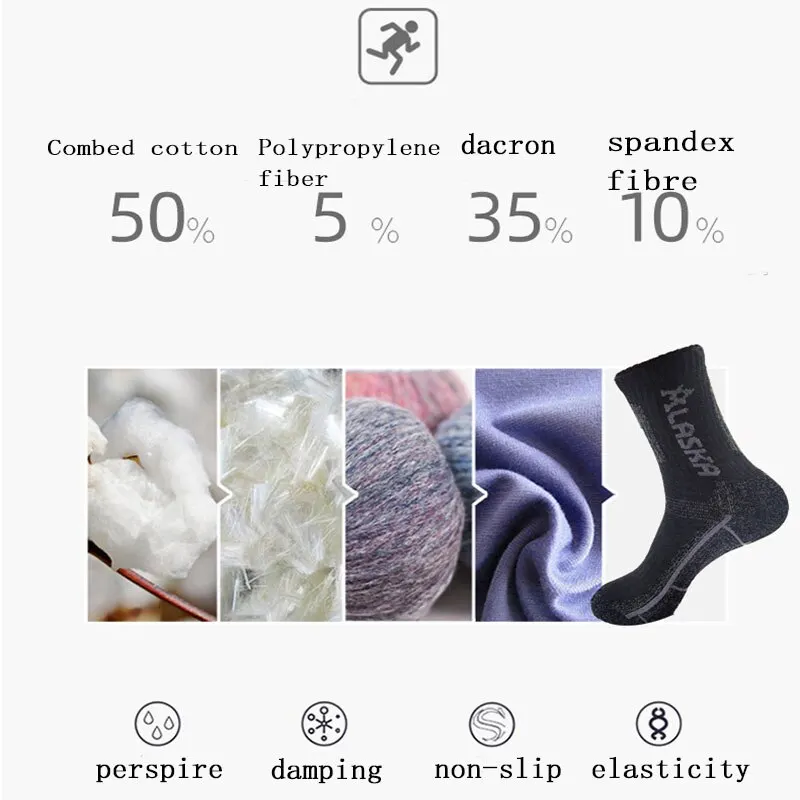 3 Pairs Set Winter Professional Men Sports Sock Outdoor Keep Warm Cycling Running Hiking Skiing Thermal Spring Men Crew Socks thumbnail 5