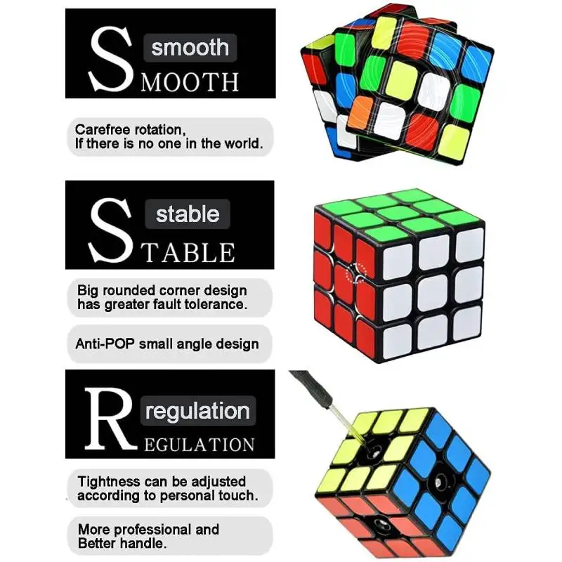 3x3 Magic Speed Cube 3x3x3 Puzzle Party Toy Professional Magic Cube 3D Smooth Puzzle Brain Teasers Twist Toys for Kids Adults thumbnail 4