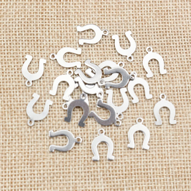 50pc/lot 14x9mm Horseshoe Charms 316 Stainless Steel Horse shoes Charms for necklace pendant charms Diy Jewelry Making thumbnail 2