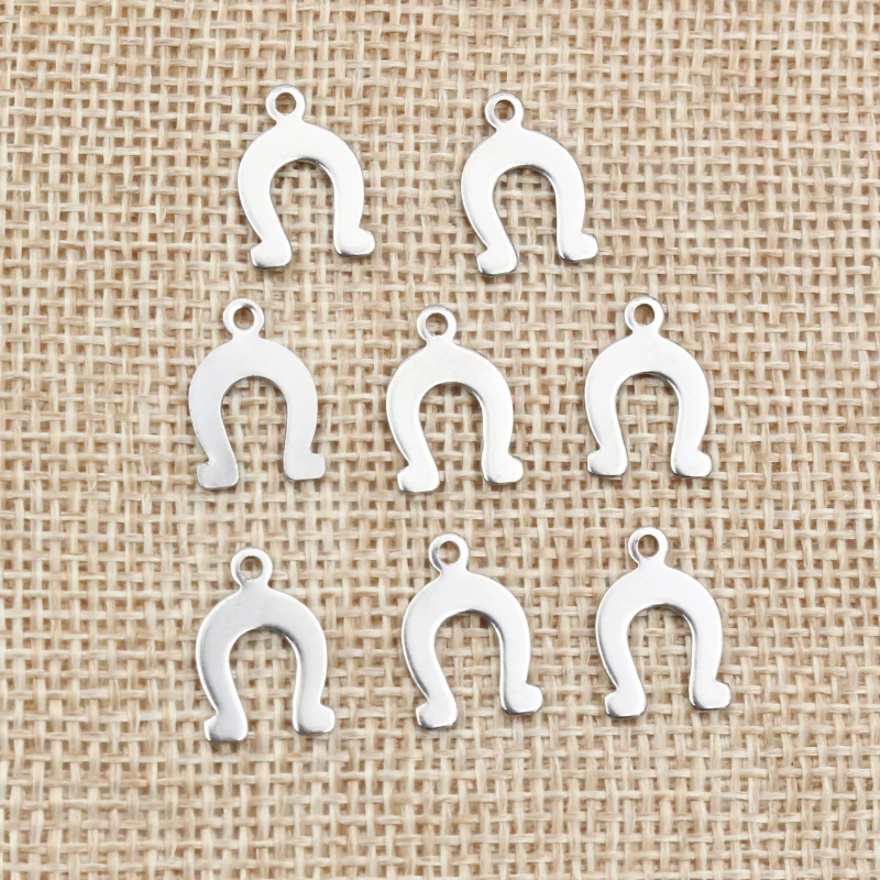50pc/lot 14x9mm Horseshoe Charms 316 Stainless Steel Horse shoes Charms for necklace pendant charms Diy Jewelry Making thumbnail 3