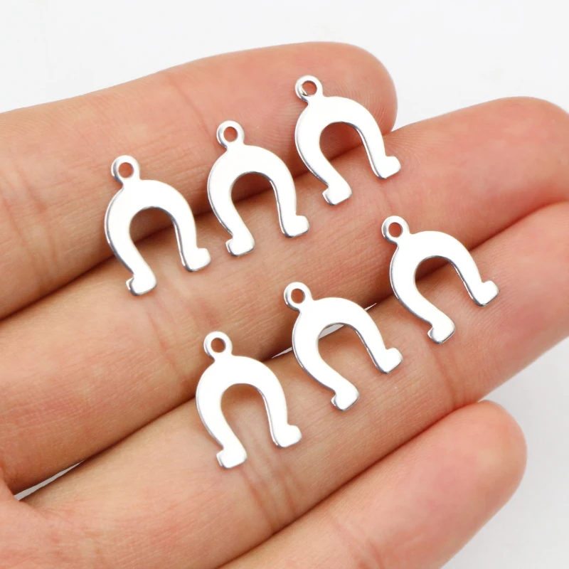 50pc/lot 14x9mm Horseshoe Charms 316 Stainless Steel Horse shoes Charms for necklace pendant charms Diy Jewelry Making thumbnail 4