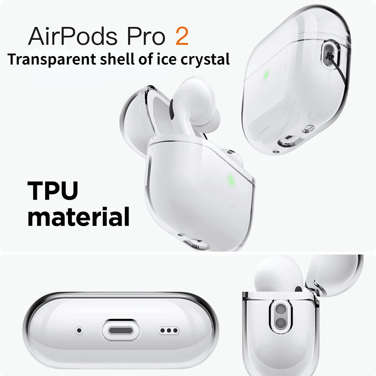 Transparent Protective Case Cover For Airpods Pro 2 EarphonesTPU Soft Skin Shockproof Case Designed for Airpods Pro2 Earbuds thumbnail 3