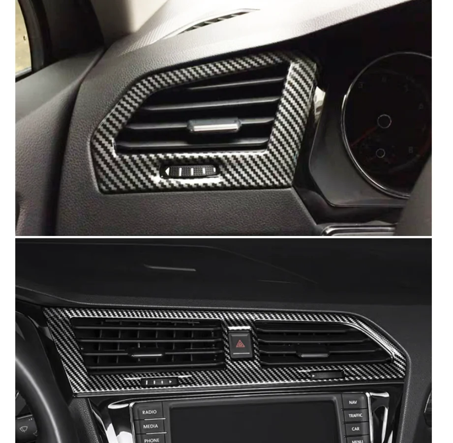 For Volkswagen VW Tiguan MK2 2017- 2021 2022 Interior Accessories Carbon Fiber Car Air Conditioning AC Outlet Vent  Cover Trim thumbnail 2