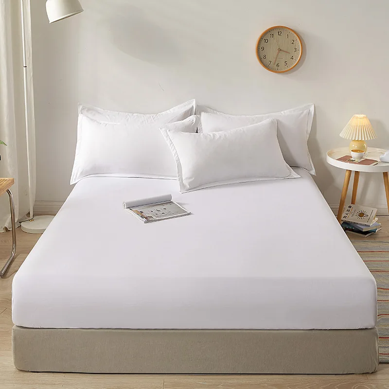 100% Cotton Fitted Sheet with Elastic Bands Non Slip Adjustable Mattress Covers for Single Double King Queen Bed,140/160/200cm thumbnail 3
