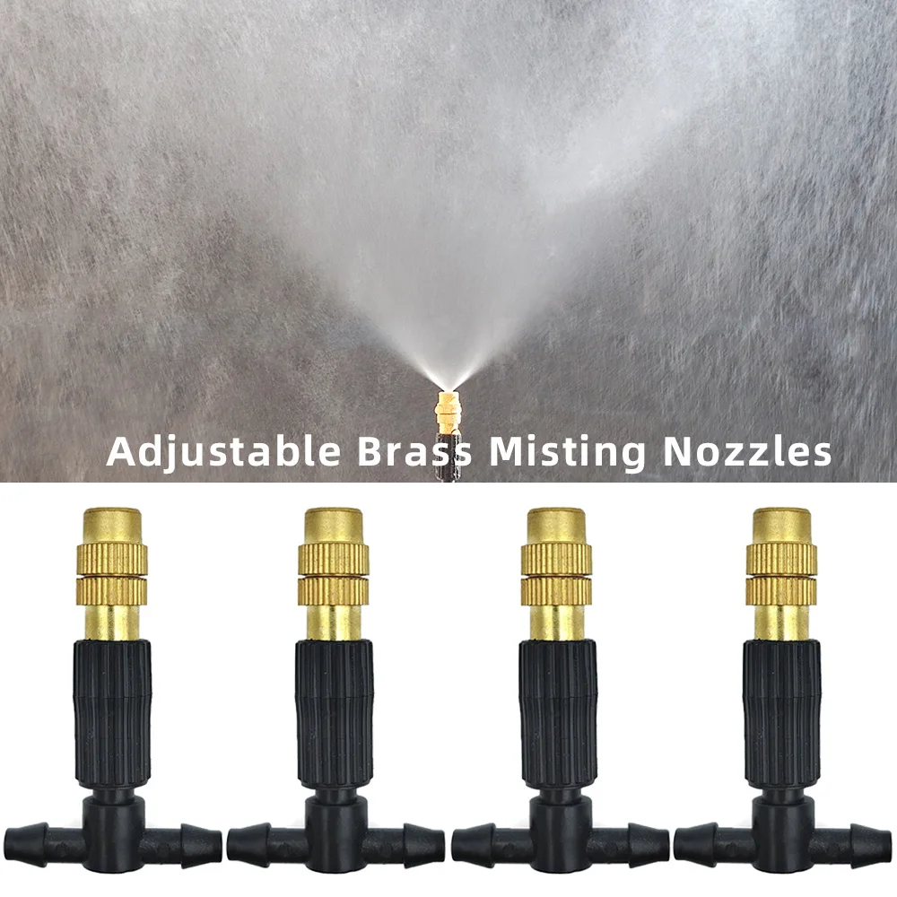5M-30M Outdoor Misting Cooling System Garden Irrigation Watering 1/4'' Brass Atomizer Nozzles 4/7mm Hose for Patio Greenhouse thumbnail 6