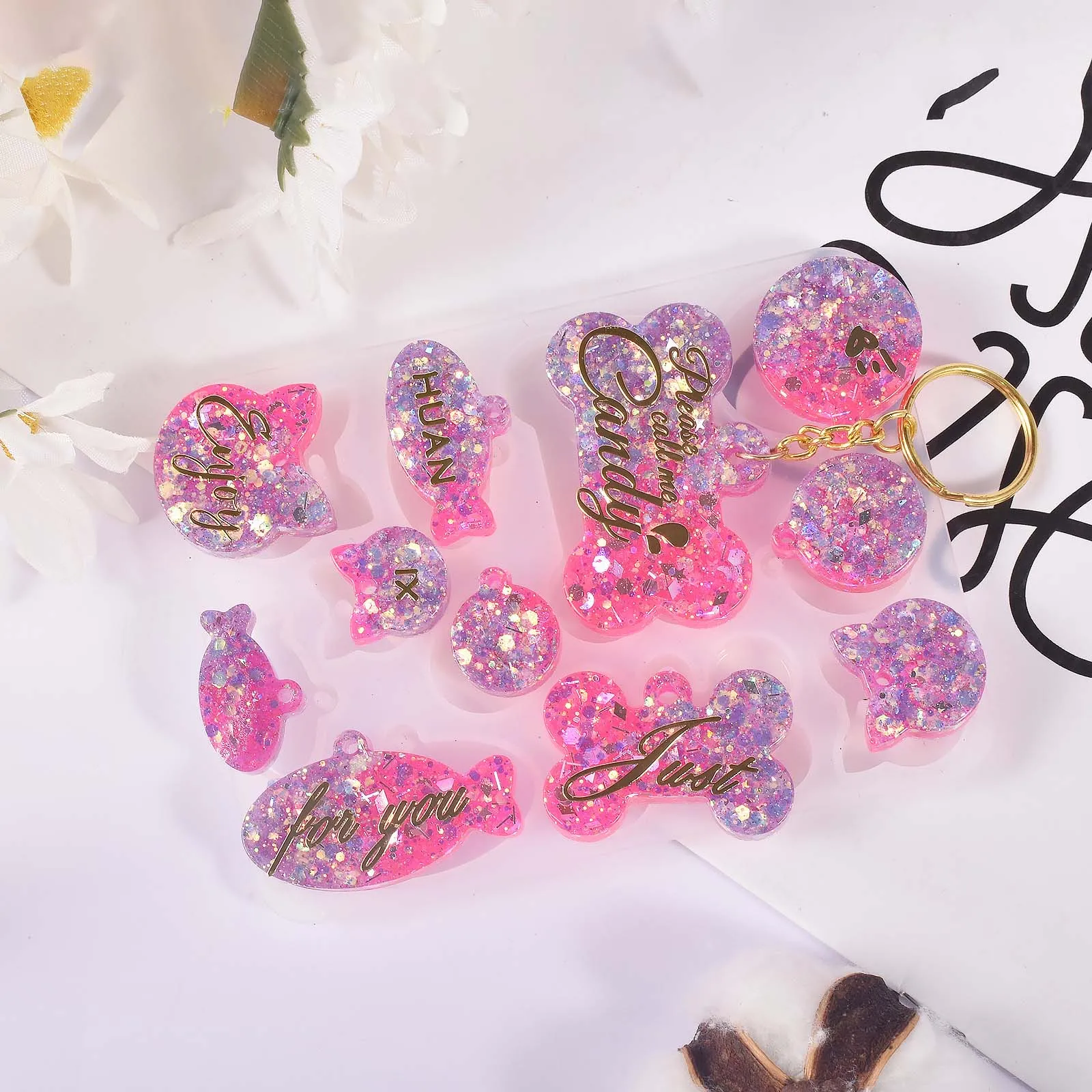 Dog Tag Bone Shaped Keychain Pendant Mold DIY Dog Tag Resin Mold Crystal Epoxy Silicone Mold Jewelry Making Casting Mould thumbnail 5