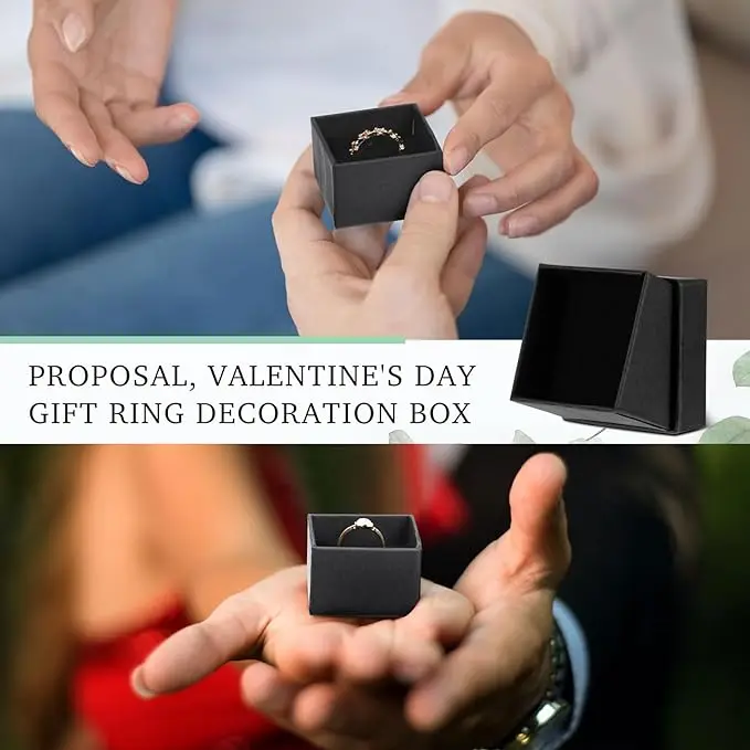 1PCS Black Square Jewelry Display Gifts Box Organizer Engagement for Ring Earring Brooch Necklace Bracelet Packaging Boxes thumbnail 4