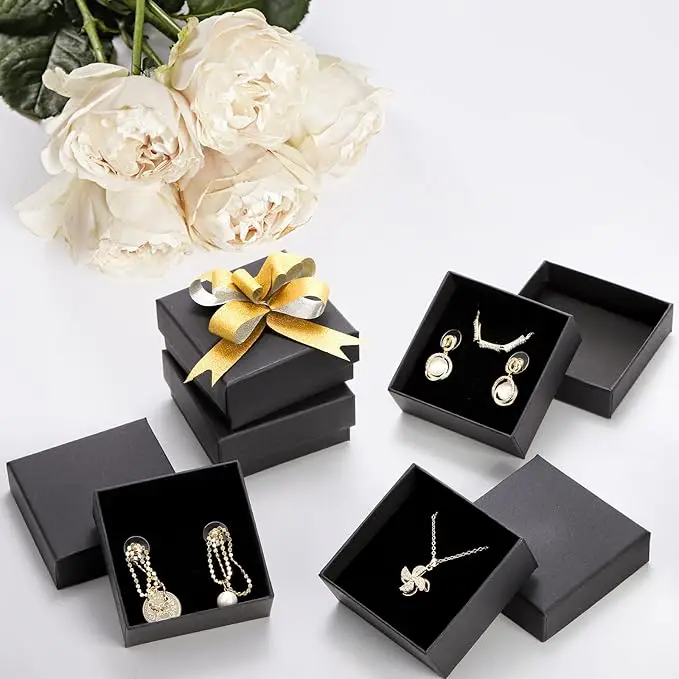 1PCS Black Square Jewelry Display Gifts Box Organizer Engagement for Ring Earring Brooch Necklace Bracelet Packaging Boxes thumbnail 6