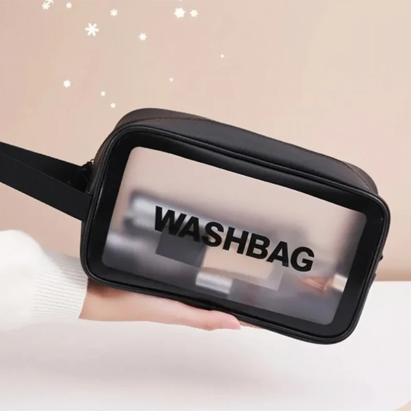 Portable Travel Wash Bag Female Transparent Waterproof Makeup Storage Pouch Large Capacity Cosmetic Organizer Pu Material thumbnail 4
