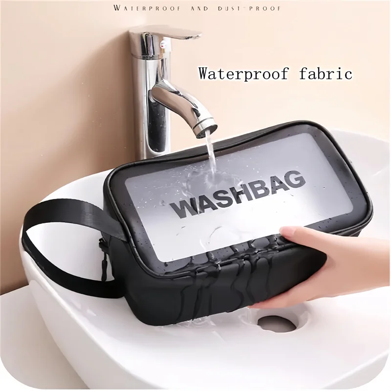 Portable Travel Wash Bag Female Transparent Waterproof Makeup Storage Pouch Large Capacity Cosmetic Organizer Pu Material thumbnail 3