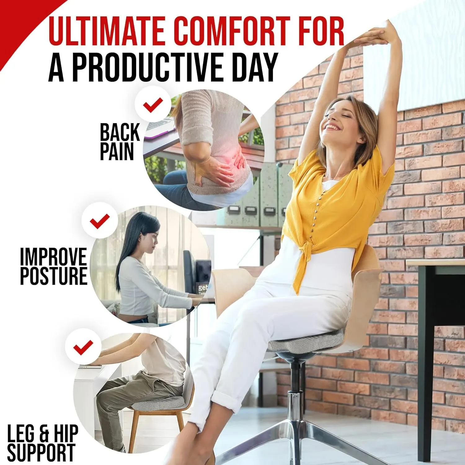 Ergonomic Memory Cotton Office Cushion Hemorrhoid Cushion Chair Cushion Sedentary Artifact Student Ass Cushion thumbnail 2