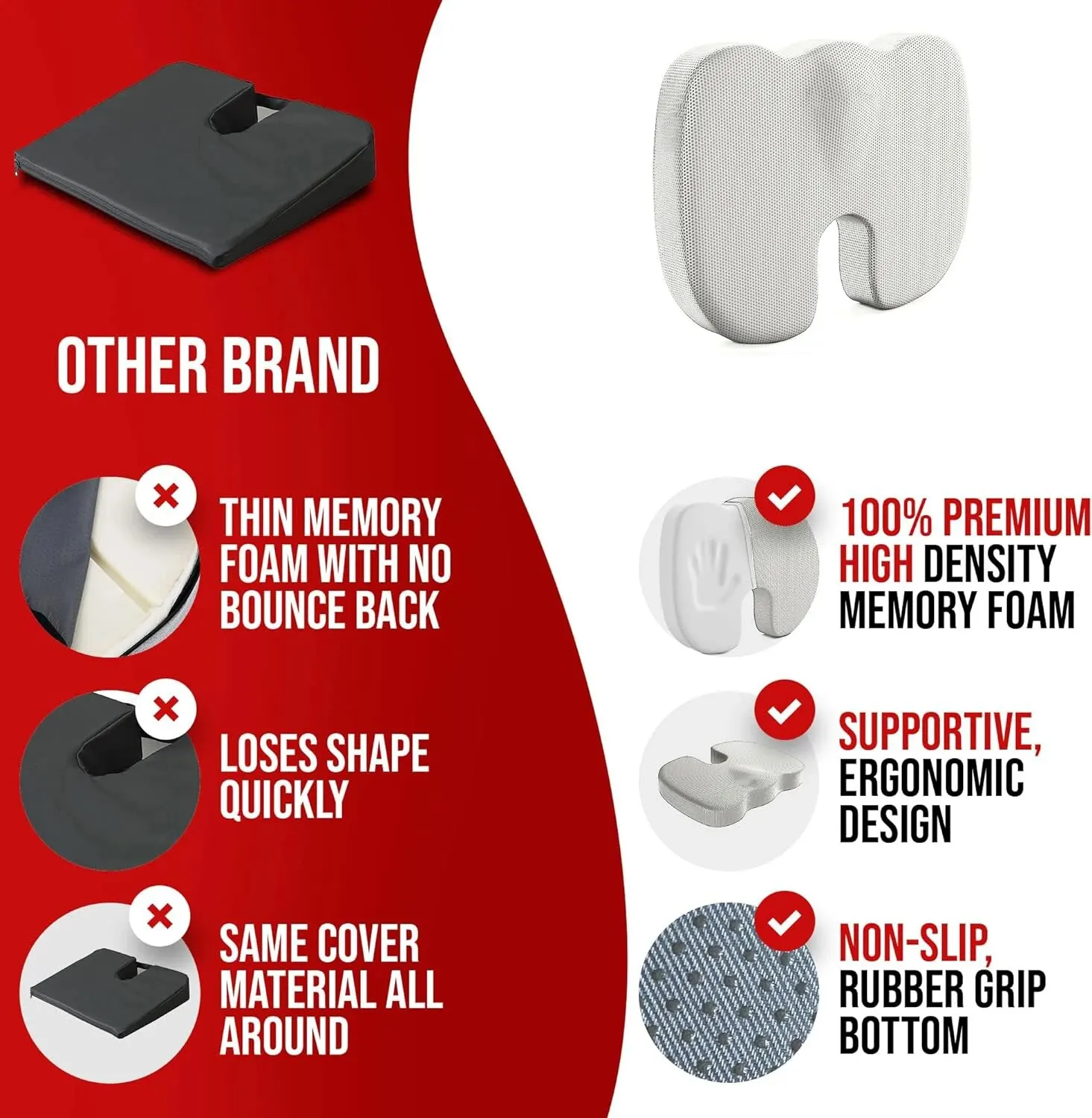 Ergonomic Memory Cotton Office Cushion Hemorrhoid Cushion Chair Cushion Sedentary Artifact Student Ass Cushion thumbnail 5