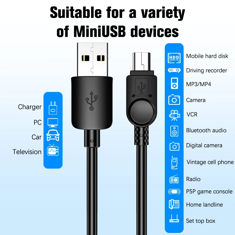 0.25M/1M/2M/3M Mini USB Cable Mini USB To USB Fast Data Charger Cable For MP3 MP4 Player Car DVR GPS Digital Camera HDD Mini USB thumbnail 2