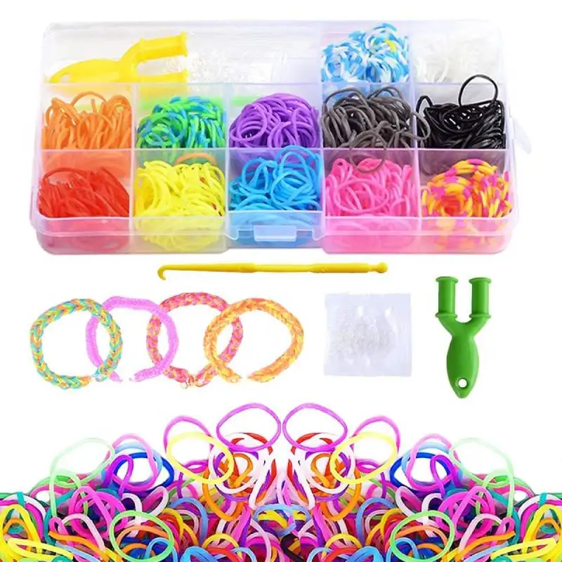 600pcs Colorful Loom Rubber Bands Set 12 Colours DIY Rubber Bands Loom Bands Bracelet Making Kit Gift for Girls Kids Art Craft
