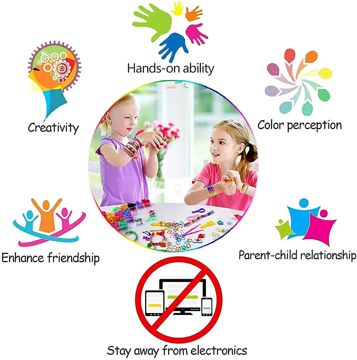 600pcs Colorful Loom Rubber Bands Set 12 Colours DIY Rubber Bands Loom Bands Bracelet Making Kit Gift for Girls Kids Art Craft thumbnail 5