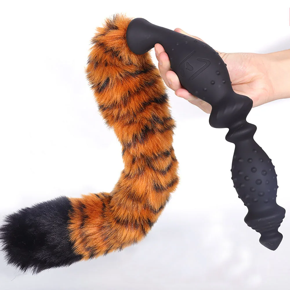 18+ Anal Plug with Tail Long Butt Plug Soft Liquid Silicone Huge Anal Plug Cosplay Sex Toys For Couple Adult Games Buttplug thumbnail 2