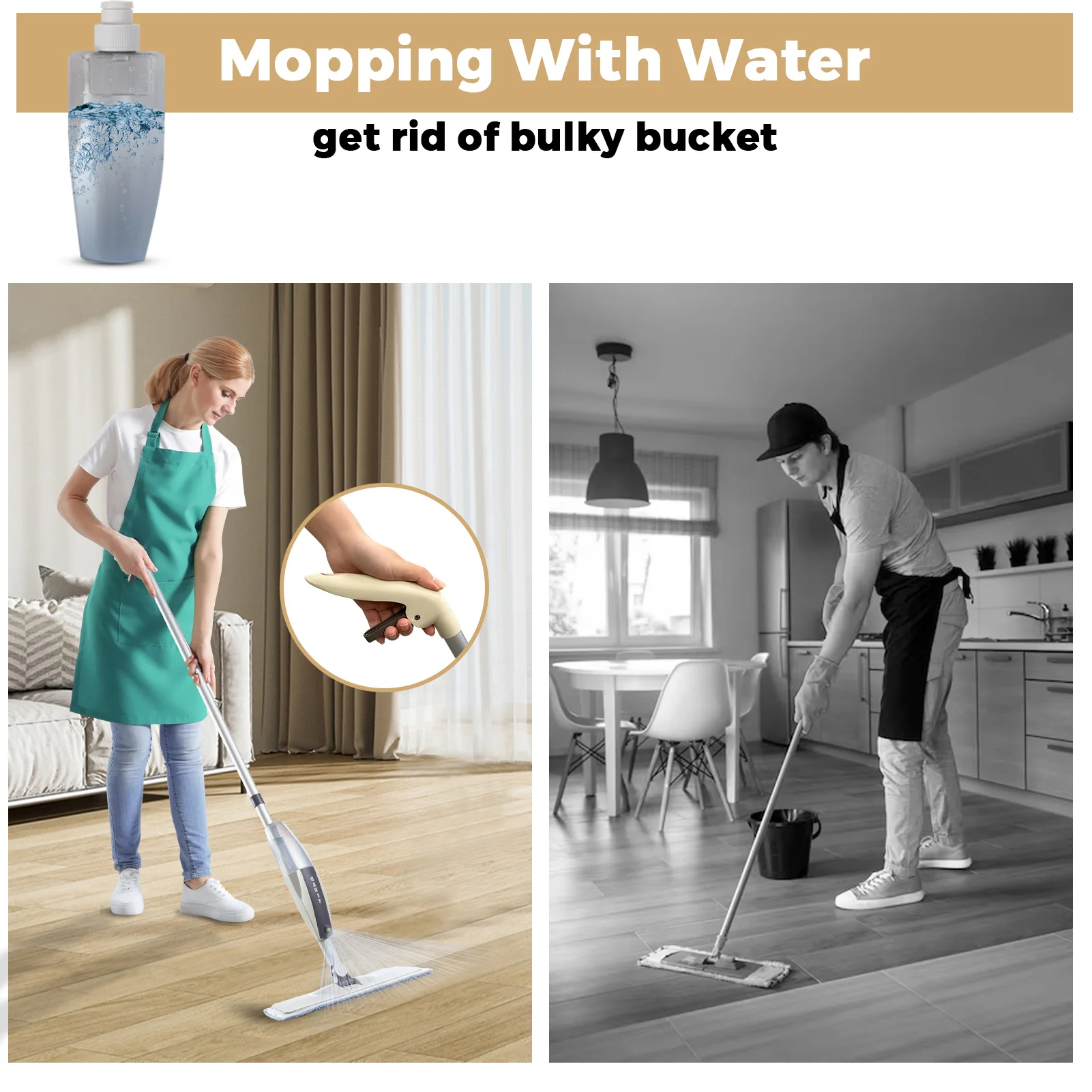 Spray Floor Mop with Reusable Microfiber Pads 360 Degree Handle Mop for Home Kitchen Laminate Wood Ceramic Tiles Floor Cleaning thumbnail 3