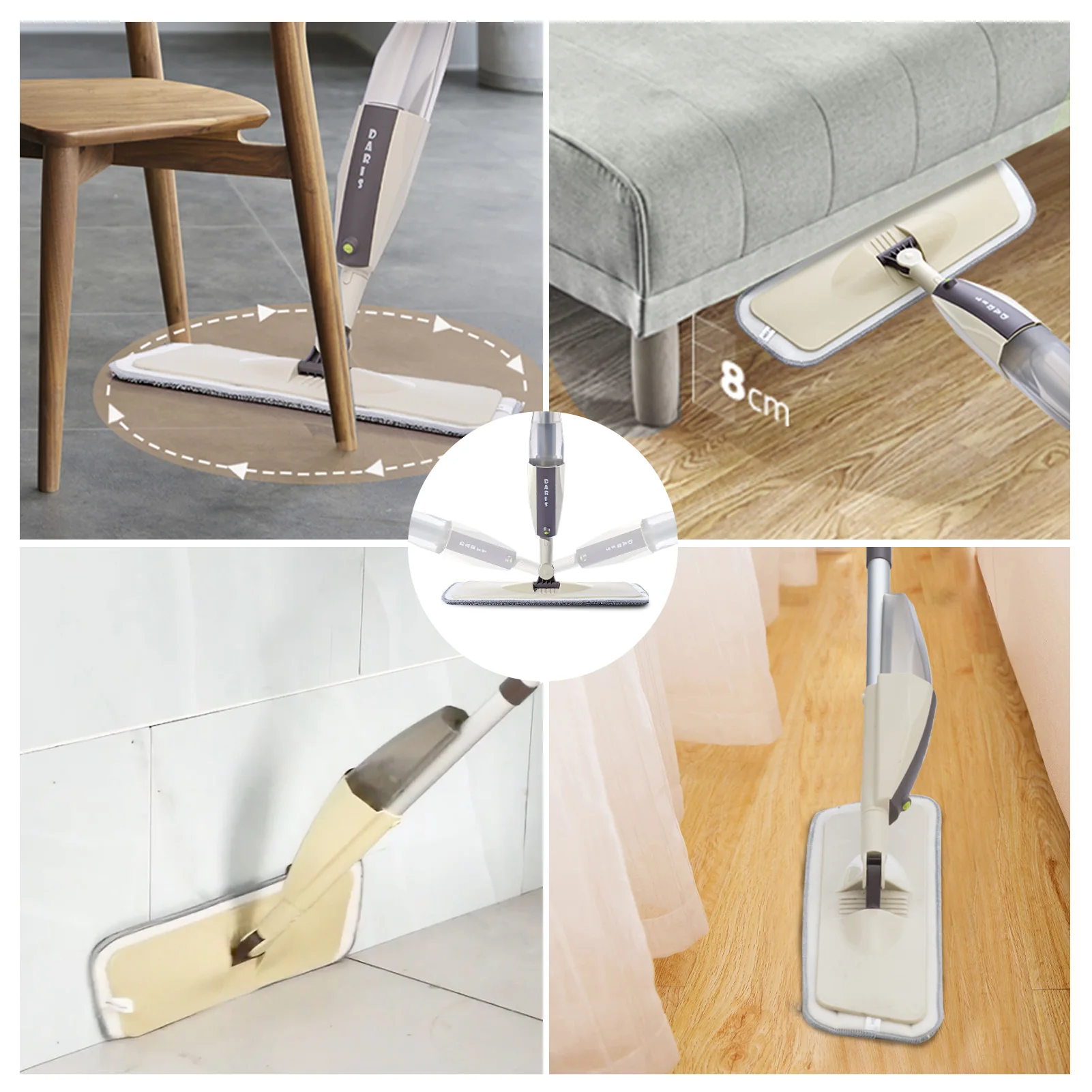 Spray Floor Mop with Reusable Microfiber Pads 360 Degree Handle Mop for Home Kitchen Laminate Wood Ceramic Tiles Floor Cleaning thumbnail 2