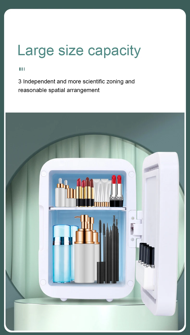 12V/110V-220V Mini Cosmetic Fridge Portable Refrigerator Beauty Face Cosmetics Refrigerators With LED Mirror For Car Home 4L thumbnail 4