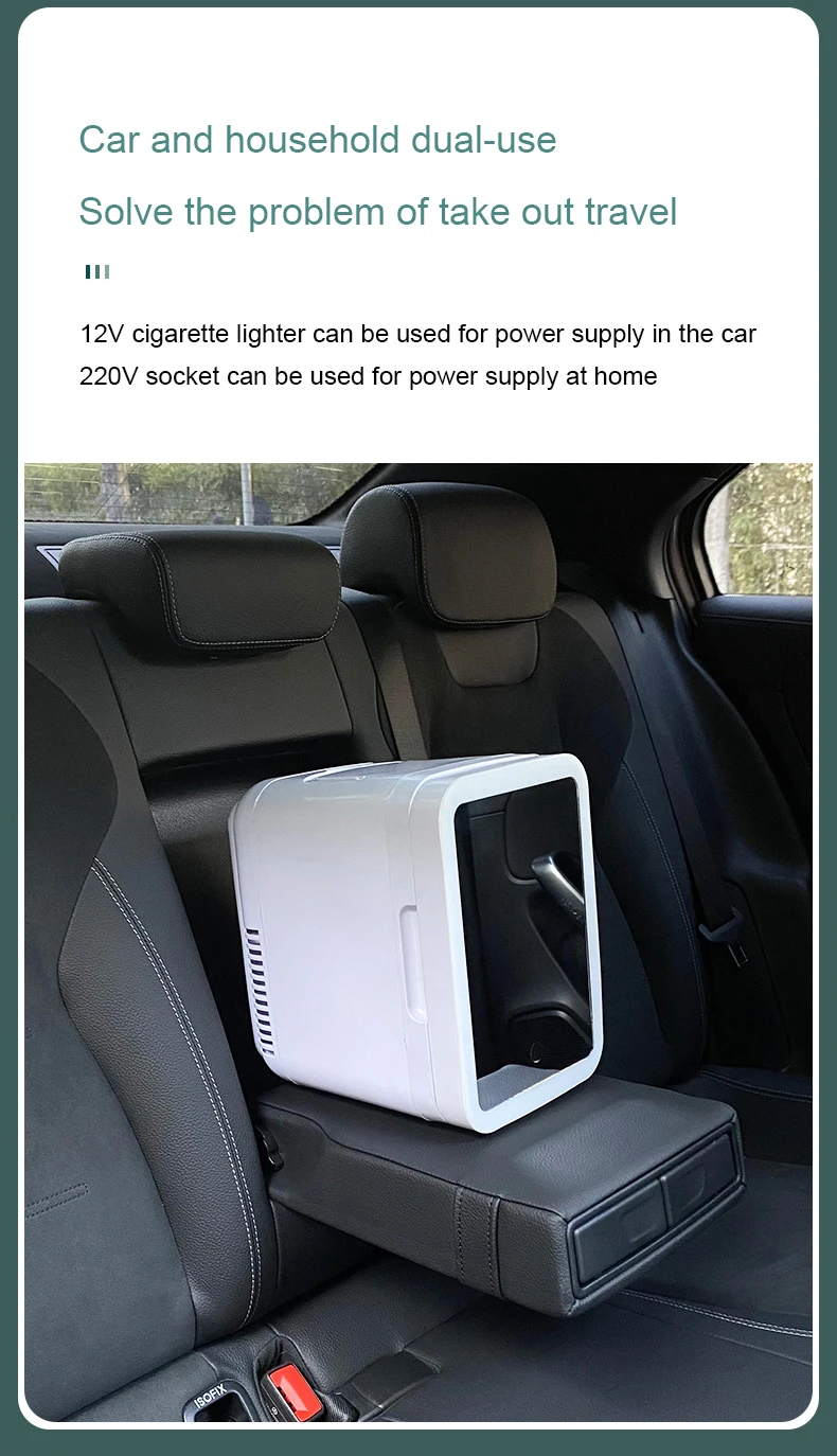 12V/110V-220V Mini Cosmetic Fridge Portable Refrigerator Beauty Face Cosmetics Refrigerators With LED Mirror For Car Home 4L thumbnail 5