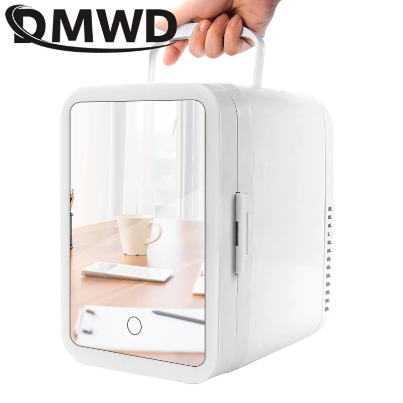 12V/110V-220V Mini Cosmetic Fridge Portable Refrigerator Beauty Face Cosmetics Refrigerators With LED Mirror For Car Home 4L thumbnail 2