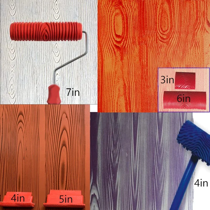6Pcs 7 Inch Graining Painting Tool Wood Texture Paint Roller Wood Pattern Tools For Wall Room Art Wood Grain Tool Set thumbnail 5