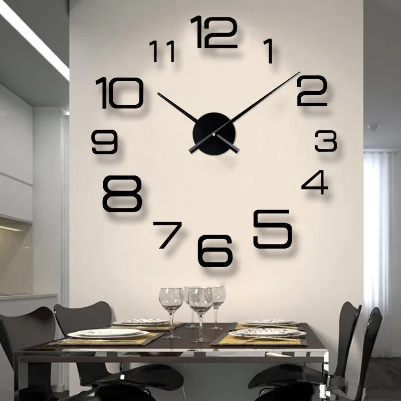 2026 Modern Design Large Wall Clock 3D DIY Quartz Clocks Fashion Watches Acrylic Mirror Stickers Living Room Home Decor Horloge