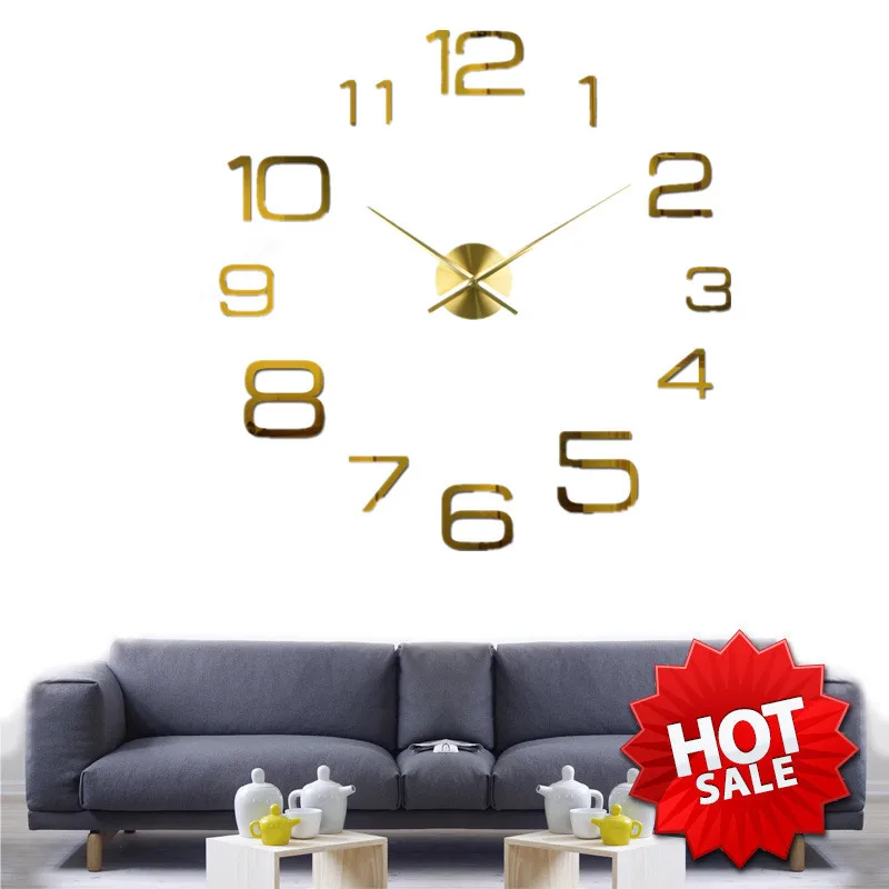 2026 Modern Design Large Wall Clock 3D DIY Quartz Clocks Fashion Watches Acrylic Mirror Stickers Living Room Home Decor Horloge thumbnail 5