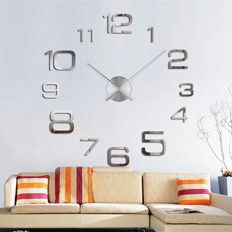 2026 Modern Design Large Wall Clock 3D DIY Quartz Clocks Fashion Watches Acrylic Mirror Stickers Living Room Home Decor Horloge thumbnail 3